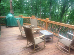 Stained laurel sticks in Gainesville, GA, showcasing rich color and texture.