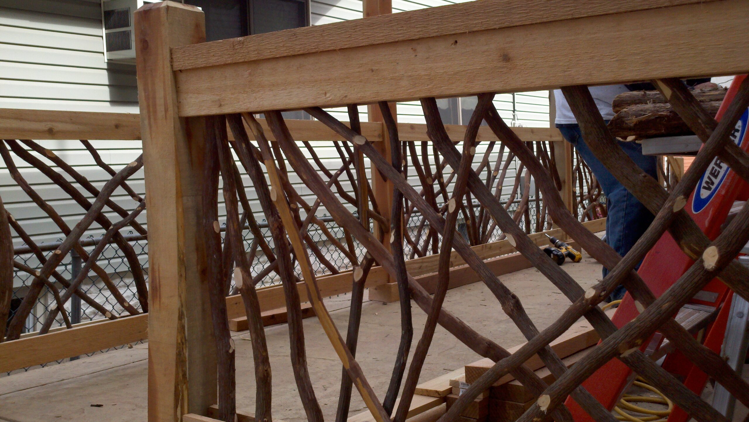 Close up view of Mountain Laurel Handrails for Man Caves