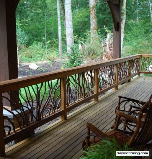 porch railing with furniture