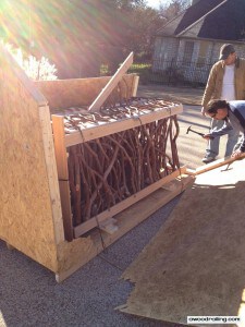 opening a crate with Mountain Laurel Handrails