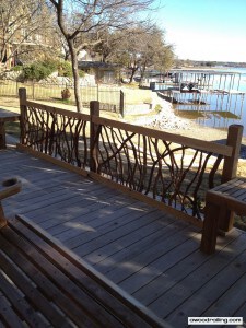 laurel handrail sections set out to be cut to fit