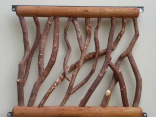 Railing With White Cedar Logs Stained Mahogany Flame