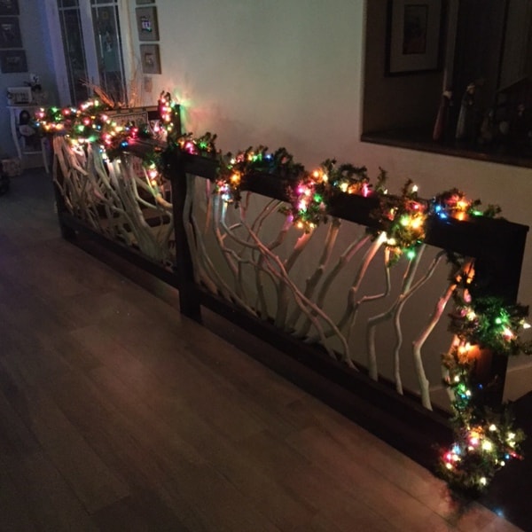 Railing with Christmas Lights