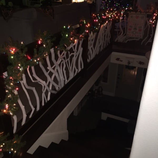 Railing with Holiday Lights