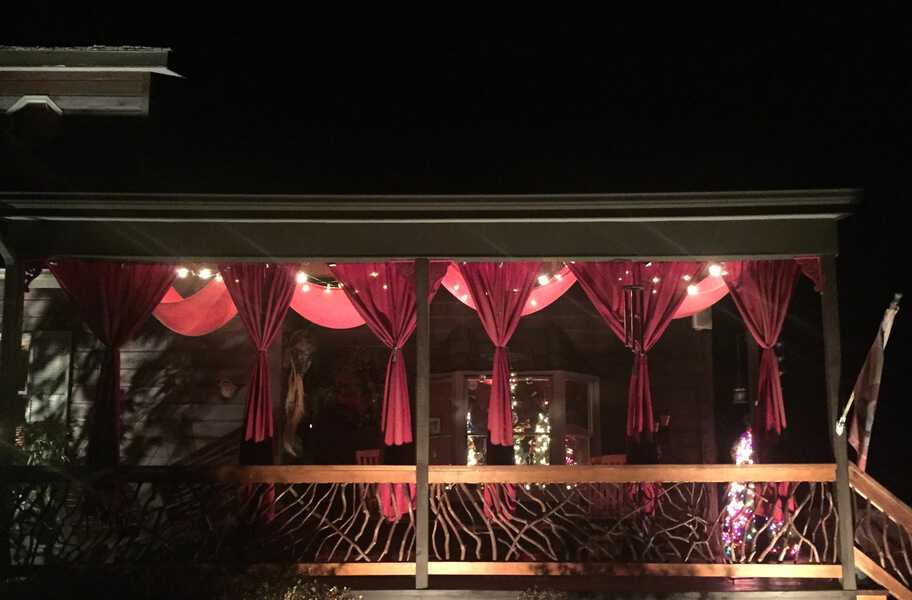 Laurel railings at night