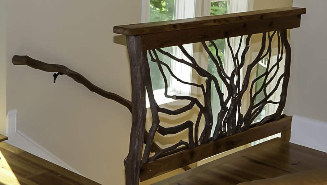 Sunburst wood banister