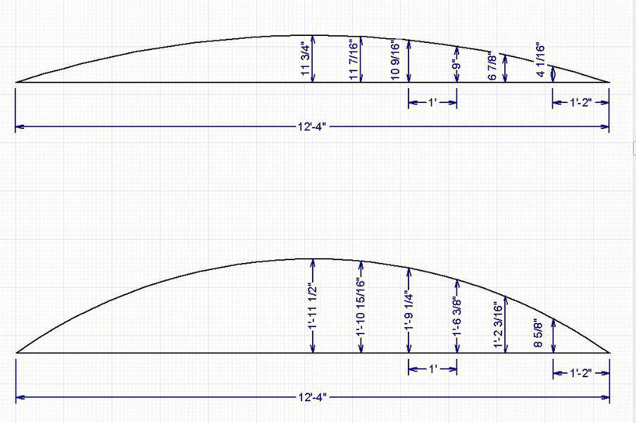 Drawing showing how to measure for curved railings sections