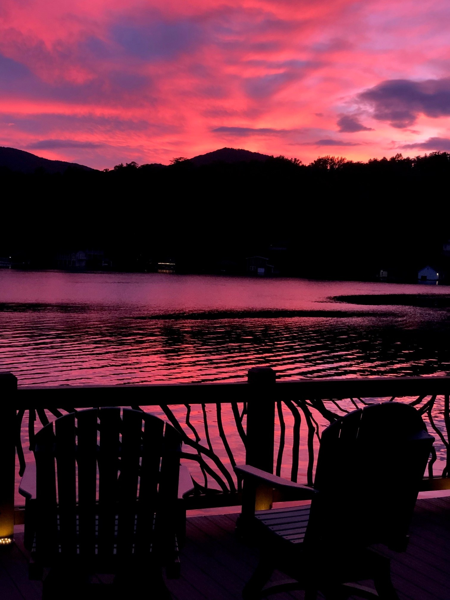 Mountain Laurel Handrails Against A Bright Pink Sunset