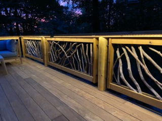 Lit Railings At Night