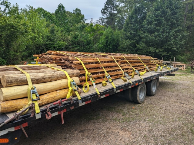 Franklinton NC Big Order Of Handrails And Log Post Ready to Deliver
