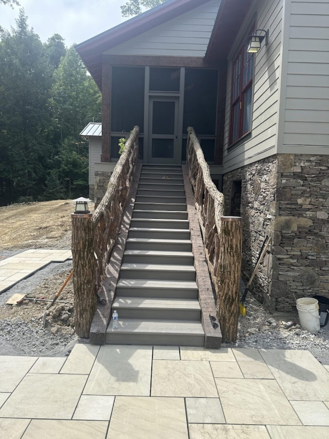Locust Log and Mountain Laurel Stair Railings
