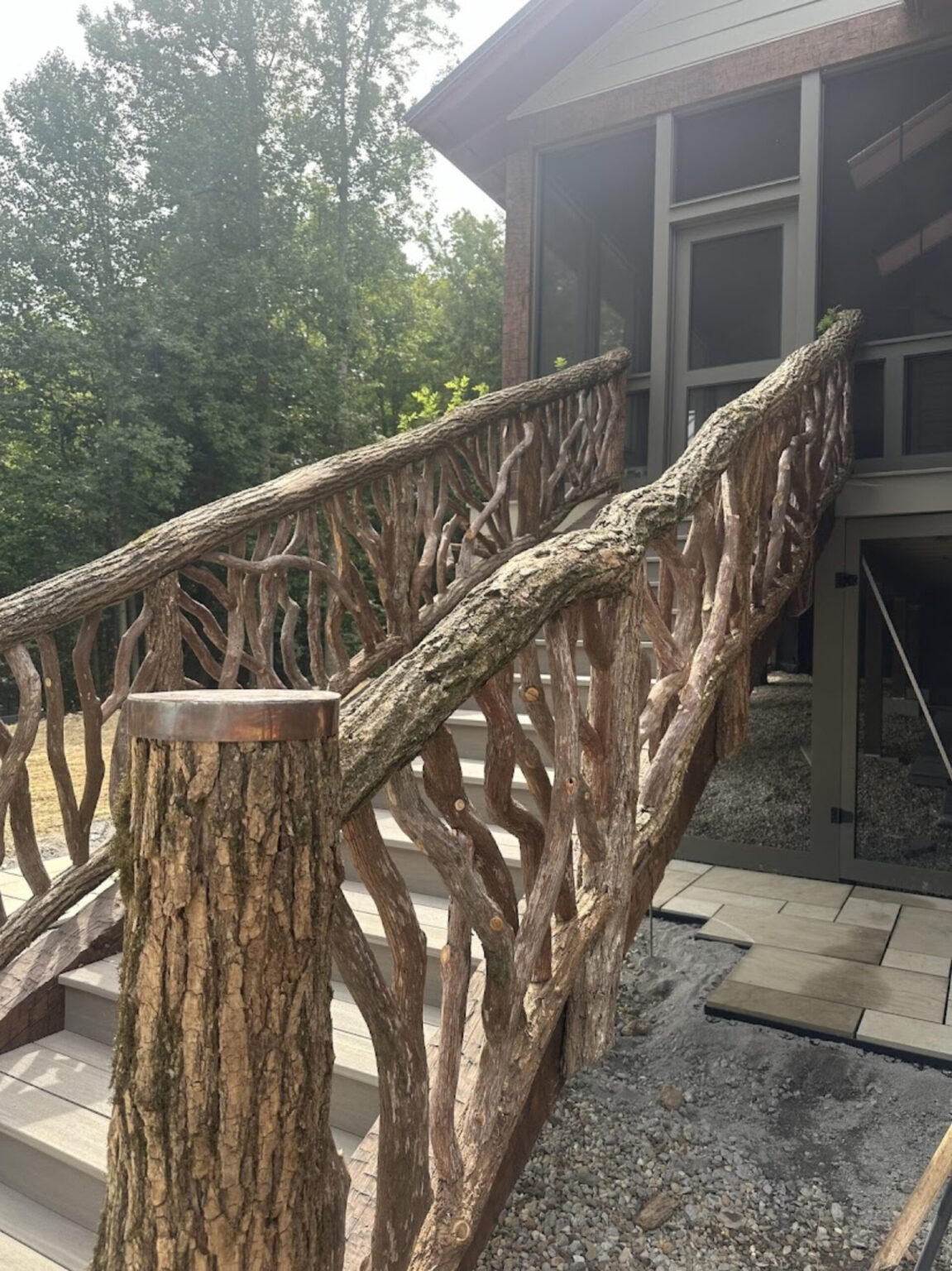 Locust Log Post with Metal Cap
