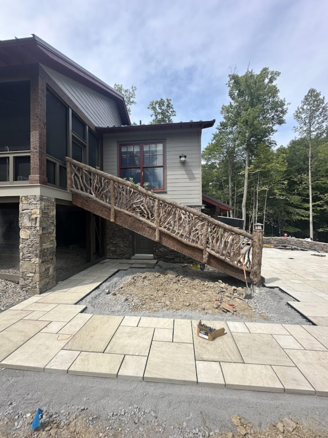Under Construction Home with Rustic Railings