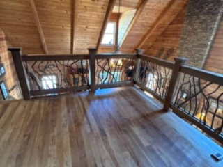 Gainesville GA, Loft Mountain Laurel Handrails With Timber Home Ceiling