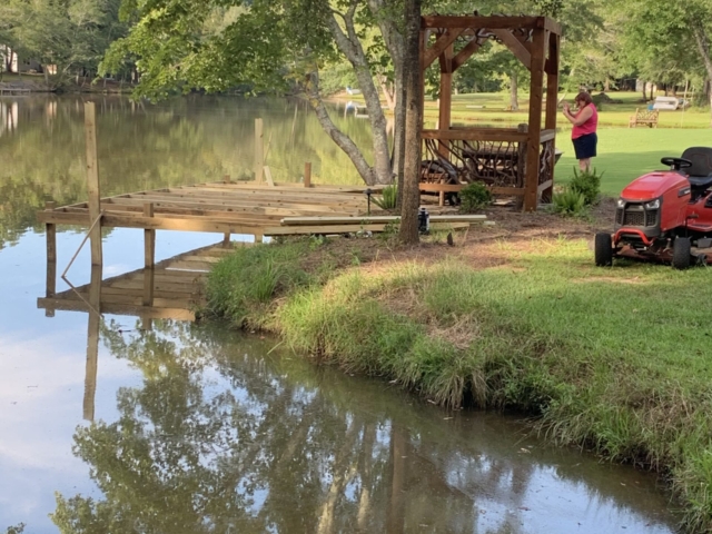 Loganville GA Pond Wood Railing
