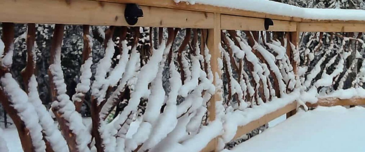 Snow on handrails