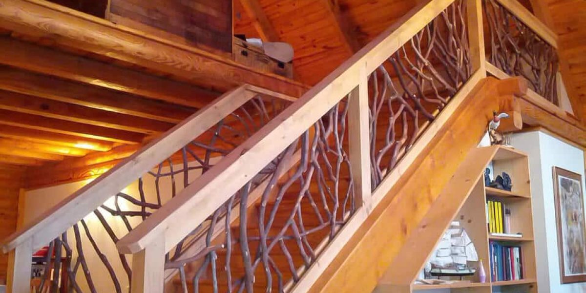 Stain stair railing