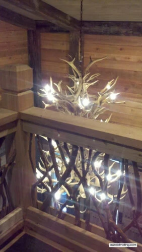 Railing And Antler Chandelier