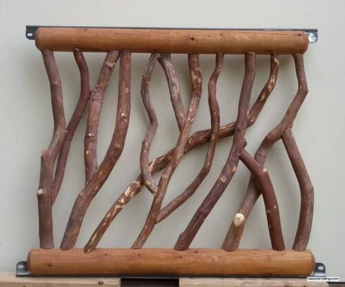 Railing With White Cedar Logs Stained Mahogany Flame