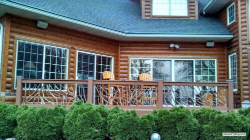 Deck Handrail On Log Home