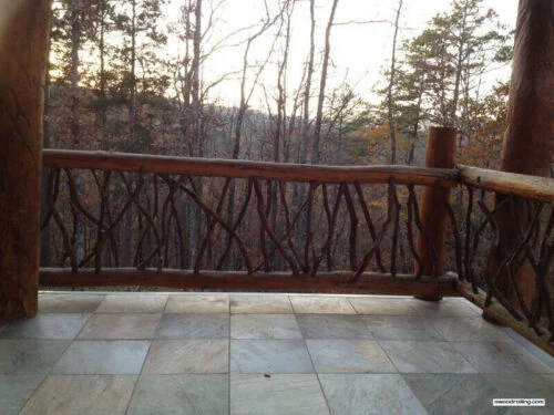 Log Railing With Forest View