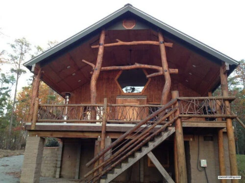 Rustic Arkansas Home With Branch Railing