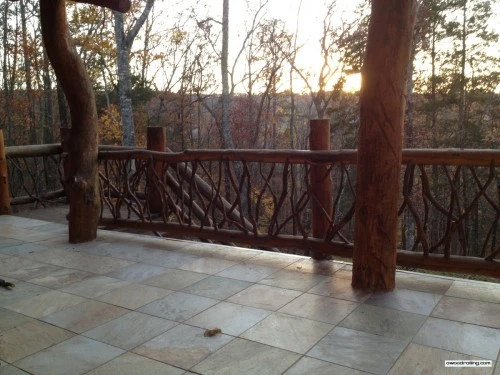 Log Railing At Sunset