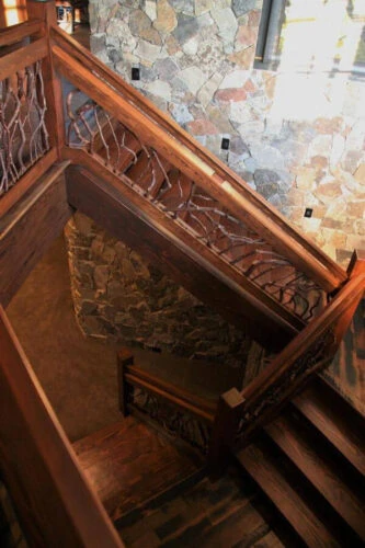 Wood Stair Railing Stone Staircase