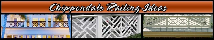 A collection of Chippendale railing ideas showcasing intricate designs with geometric patterns and decorative elements, exemplifying timeless outdoor railing solutions.