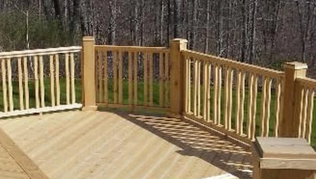 A double vertical 2x2 baluster pattern showcasing alternating spacing that enhances visual interest exemplifying unique deck railing designs.