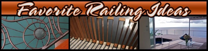 A collection of deck rail ideas showcasing various designs, including wood, metal, and glass options, exemplifying creative railing solutions for outdoor spaces.
