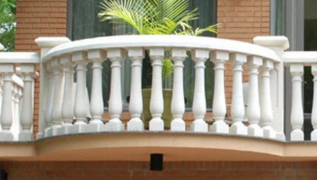 Precast concrete balustrade systems featuring a versatile and lightweight design, painted in multiple colors for stylish balcony railing design.