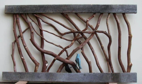 Bluebird In Branch Railing