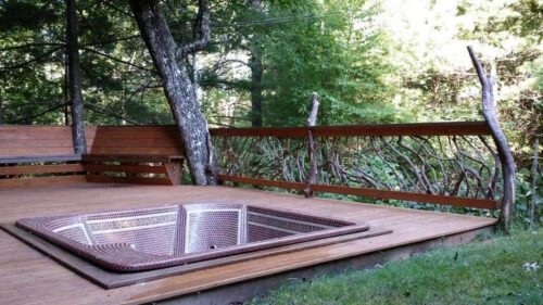 Branch Handrails for Hot Tub