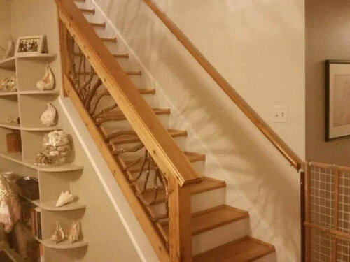 Asheville, NC Interior Wood Railing Small Stair Case Handrails