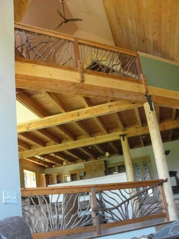 Mountain laurel indoor handrails connecting the bottom and top floors