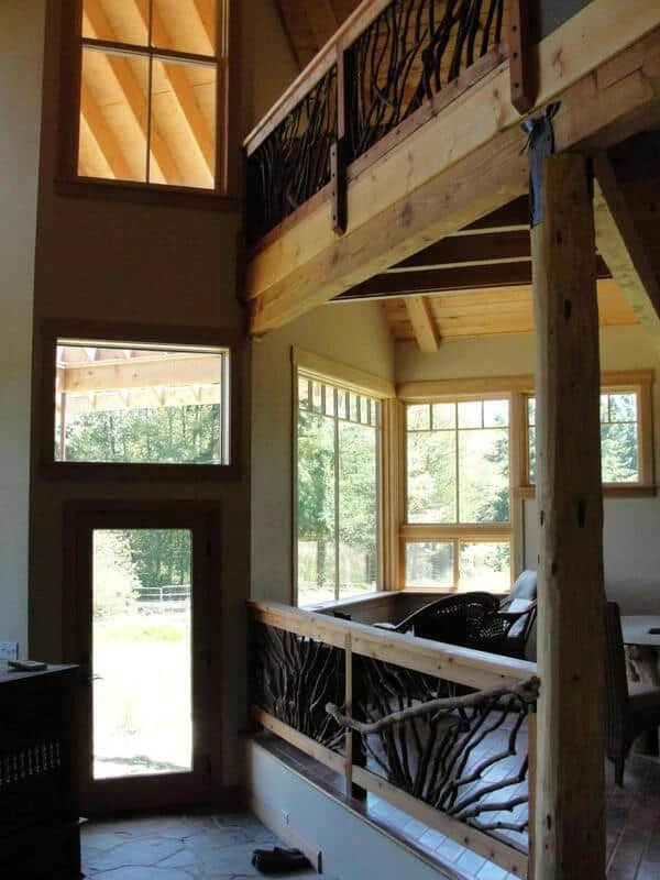 Mountain laurel indoor handrails connecting the bottom and top floors