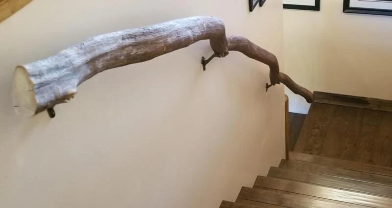 A detailed view of a branch banister product, showcasing its natural design and craftsmanship.