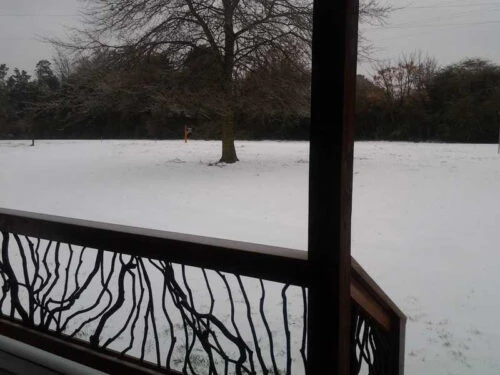 Snowy Porch Railings