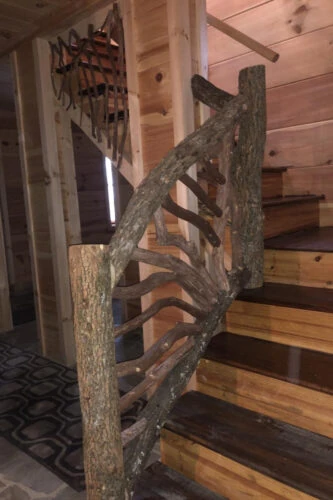 Bark On Locust Stair Railing