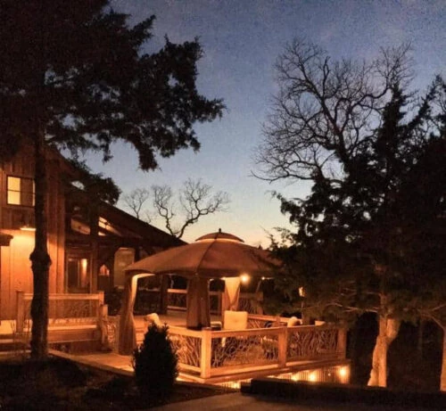 Deck Handrail At Night