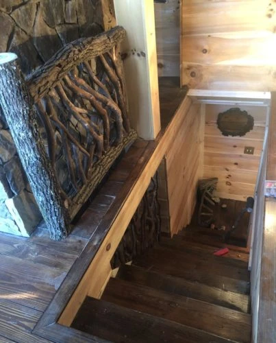 Locust Log Railing With Bark On