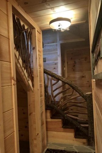 Log Stair Handrail Locust