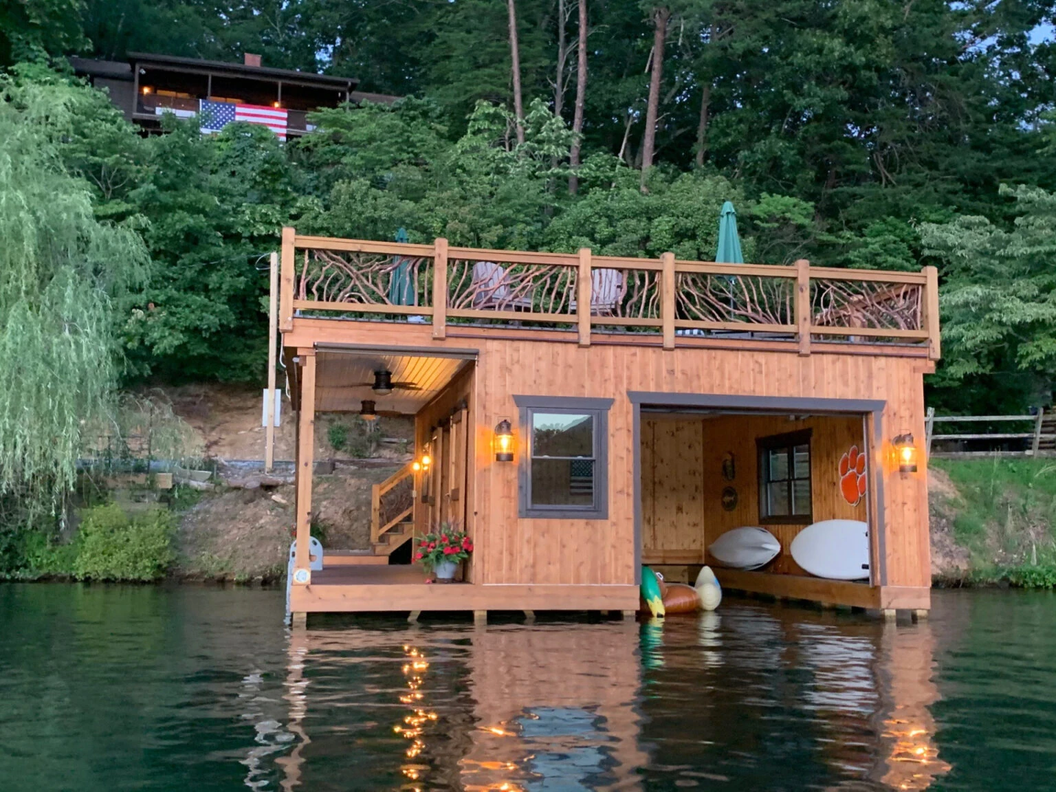 Floating Dock Home With Handrails On Top