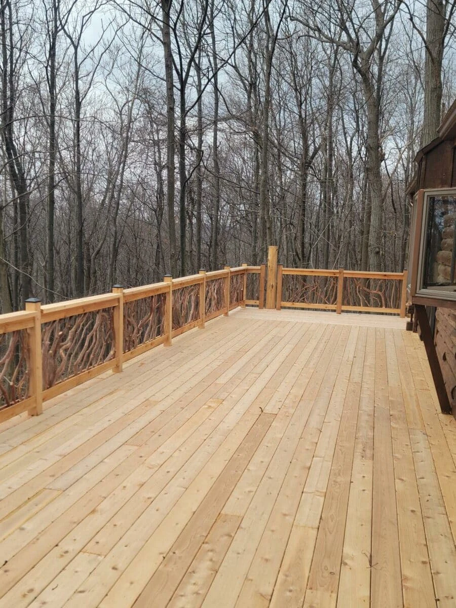 Wooded Back Deck Handrails