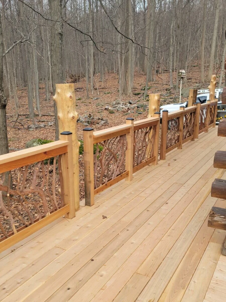 Back Deck Woods View With Mountain Laurel Handrails