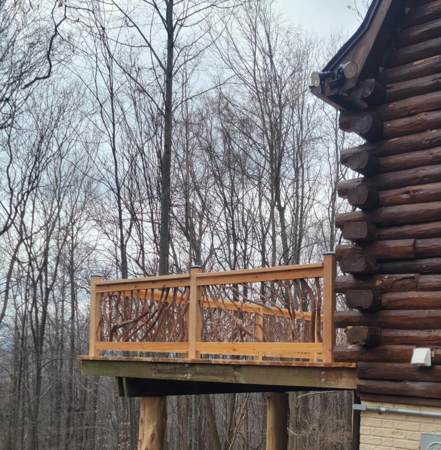 Winter Day Back Deck Handrails