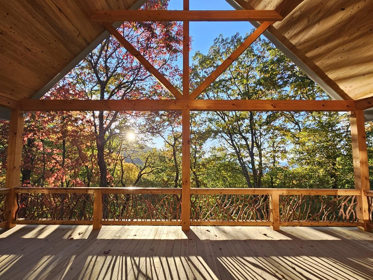 Swannanoa, NC Back Deck Patio Sunset Overlook With Handrails