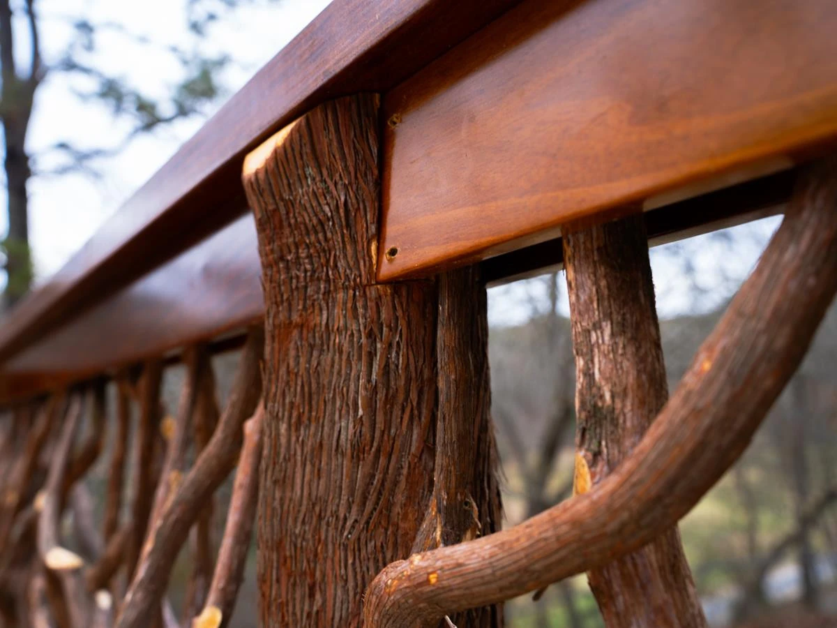 Franklin NC Close Up Focused Log Post In Handrail