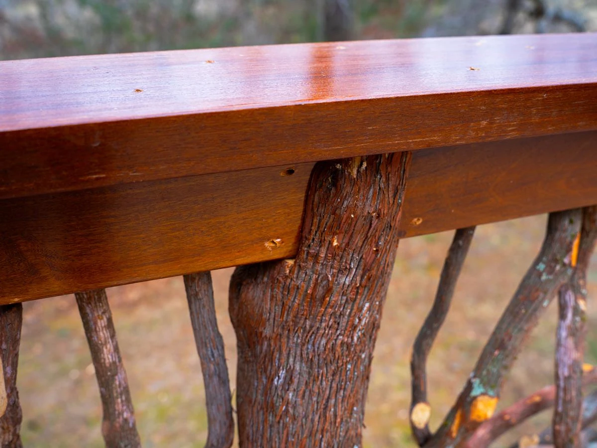 Franklin Nc Log Post Connected Handrail Close Up